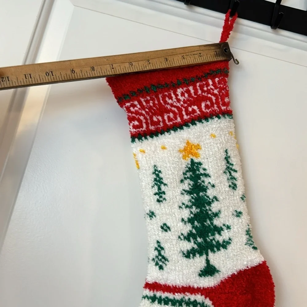 VINTAGE KNIT CHRISTMAS STOCKING CHRISTMAS TREE WITH HOOK - HOMEMADE